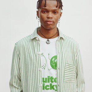 Striped Green Casual Button Down Shirt